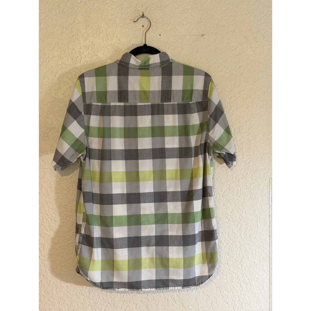 The North‎ Face Button Down Mens M Green Plaid Short Sleeve Hiking Casual Shirt